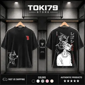 Retro Vintage Unisex Legoshi Beastars Anime Manga Acid Washed Heavyweight T-shirt, Anime Merch, Gift For Anime Fan. Menswear Top Tshirt Streetwear