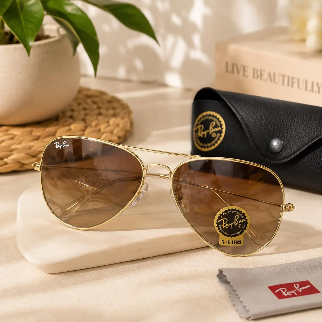 Ray-Ban Black Square Sunglasses – UV Protection Eyewear for Men & Women