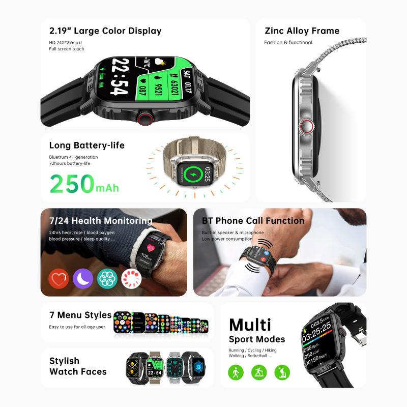 Multifunctional Smartwatch Sports Watch with Multi-scenario Workout Modes Health Monitor Phone Sync Notifications Blood Pressure Heart Rate Sleep Compatible with Android Apple Devices Wearable Technology - Smartphone