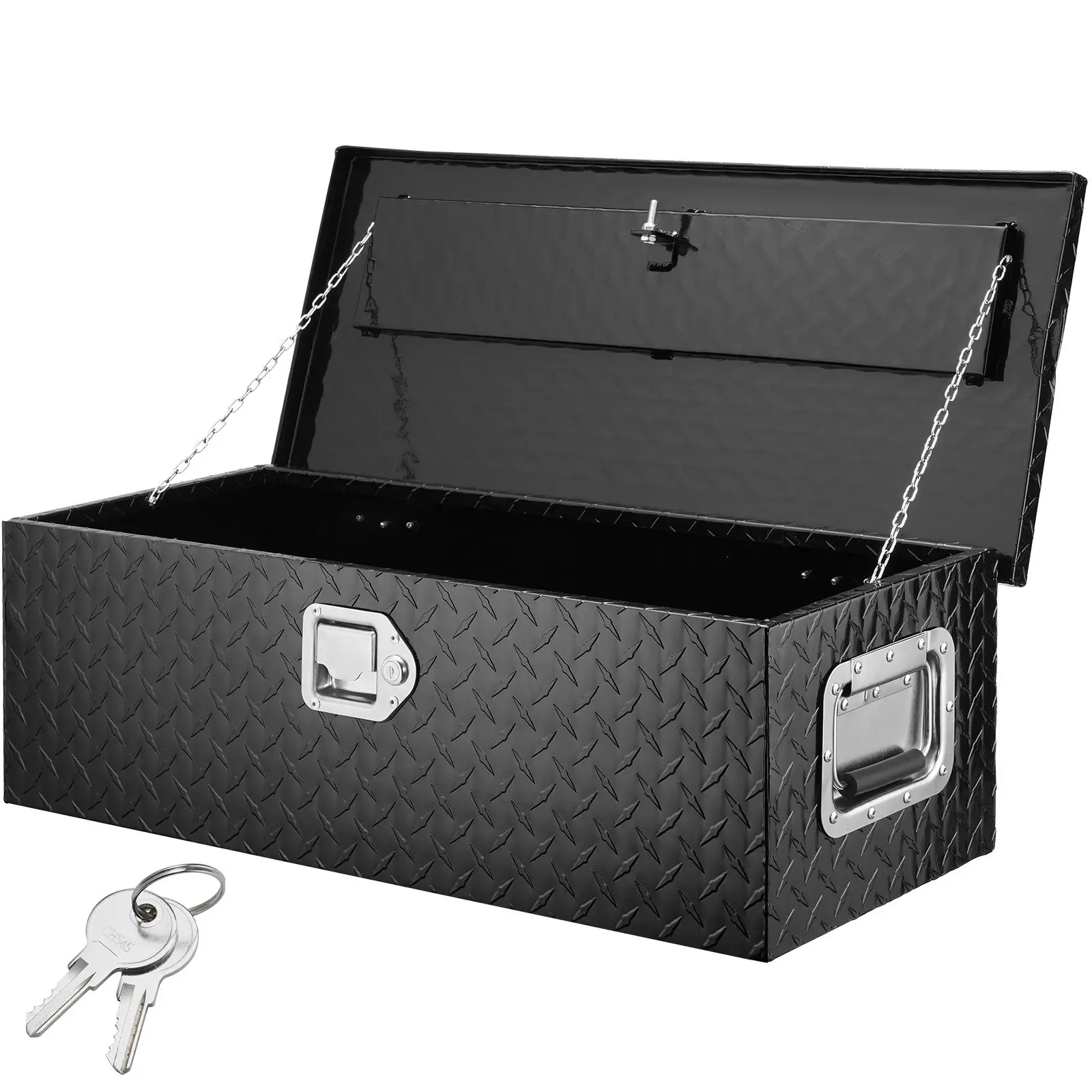 VEVOR Heavy Duty Aluminum Truck Bed Tool Box, Diamond Plate Tool Box with Side Handle and Lock Keys, Storage Tool Box Chest Box Organizer for Pickup,