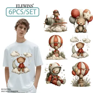 6 pieces of Feixiong gold foil heat transfer, DTF heat transfer with gold foil. Perfect for T-shirts, hoodies, jeans, backpacks, and pillows; washable plastic transfer paper suitable for both men and women.