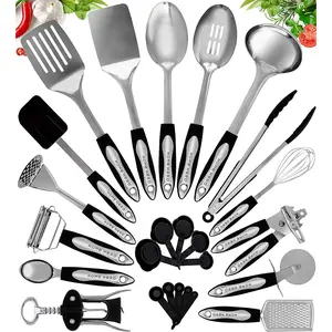 Kitchen Utensils - Cooking Utensils Set - Nonstick Cookware Set - Dishwasher safe - 41 Pcs, Silver