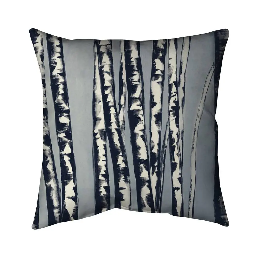 360 Stand 18x18 in. Abstract Birch Forest Contemporary Outdoor Throw Pillow - Polyester Print, UV Resistant, Patio/Garden Decor (Model 5542-1818-LA51-1), Outdoor Cushions, Printed