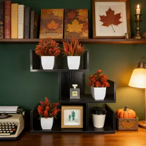 4-Pack Autumn Summer Eucalyptus Potted Plants, Natural Fall Leaves, No Maintenance Required, Perfect for Home Office Decor