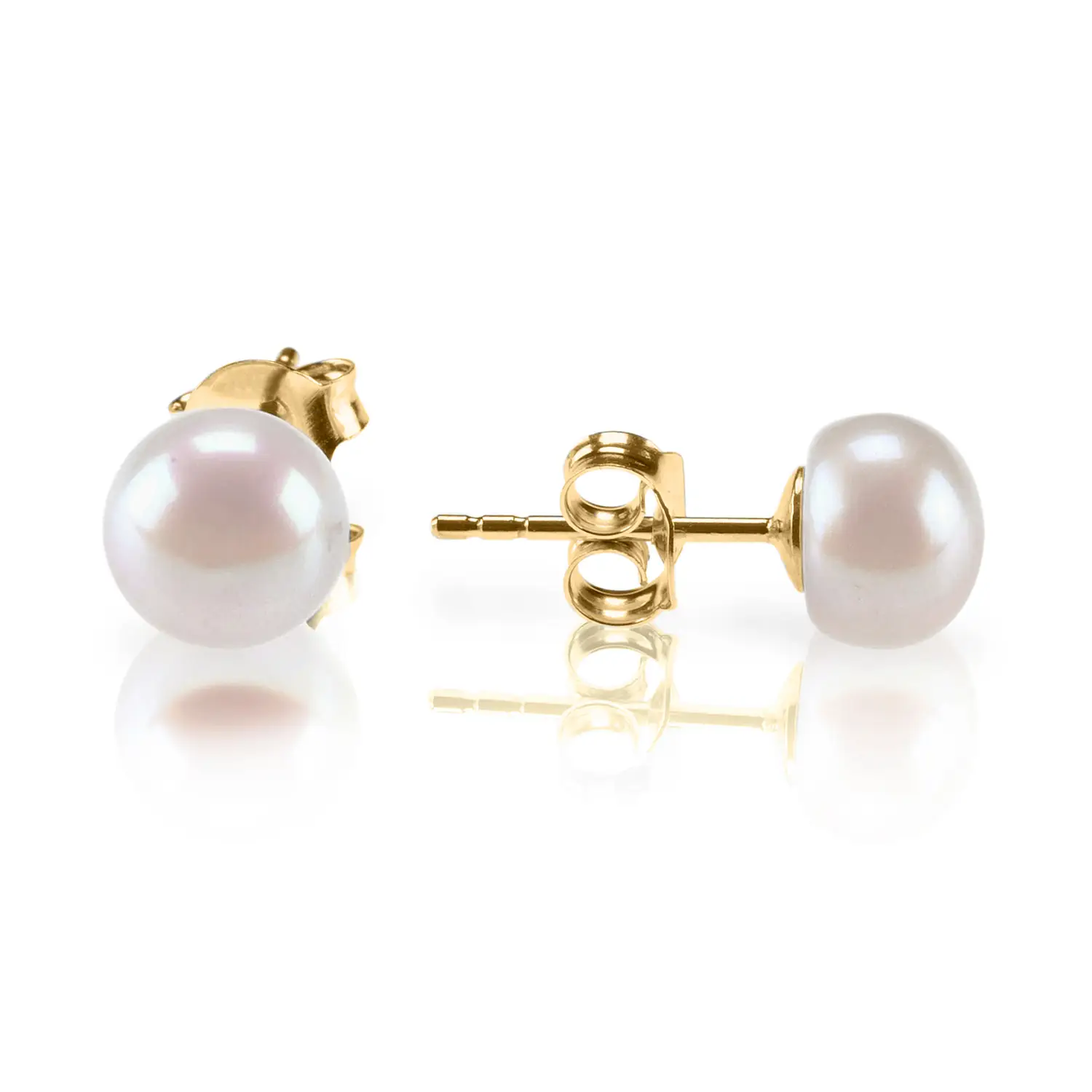 PAVOI Sterling Silver, 14K Gold Plated, AAA+ Quality Handpicked Freshwater Cultured Stud Pearl Earrings for Women