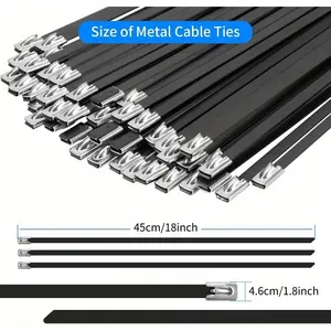 50 stainless steel zip ties, versatile, rust resistant, wear-resistant, suitable for machinery, vehicles, farms, cables, pipelines, fences, outdoor bundling Heavy Wire