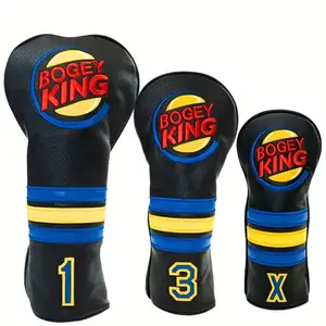 Funny Bogey King Golf Head Covers - Leather Driver Headcover, Fairway Wood, and Hybrid Covers - Inspired Design with Bogey King Design Premium Embroidery - Unique Golf Gift & Accessories for Men and Women Golfers