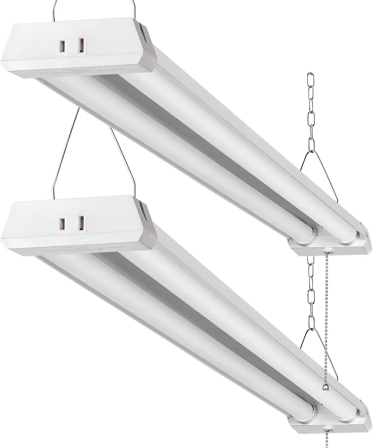 4FT Linkable LED Shop Light for Garages, 42W 4800LM 5000K Daylight Led Shop Lights, Ceiling Light with Pull Chain (ON/Off), Linear Worklight Fixture with Plug, 2 Pack
