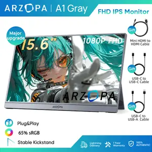 ARZOPA Portable Monitor FHD 1080P Ultra-Slim Portable Laptop Monitor with Kickstand - IPS Display for PC, MAC, Phone, Xbox, PS5 - USB C & HDMI Connectivity