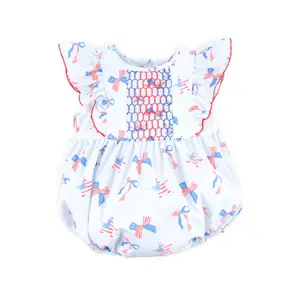 Patriotic & Bows Smocked Rachel Bubble