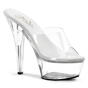Pleaser Kiss-201 Womens Slides in Clear