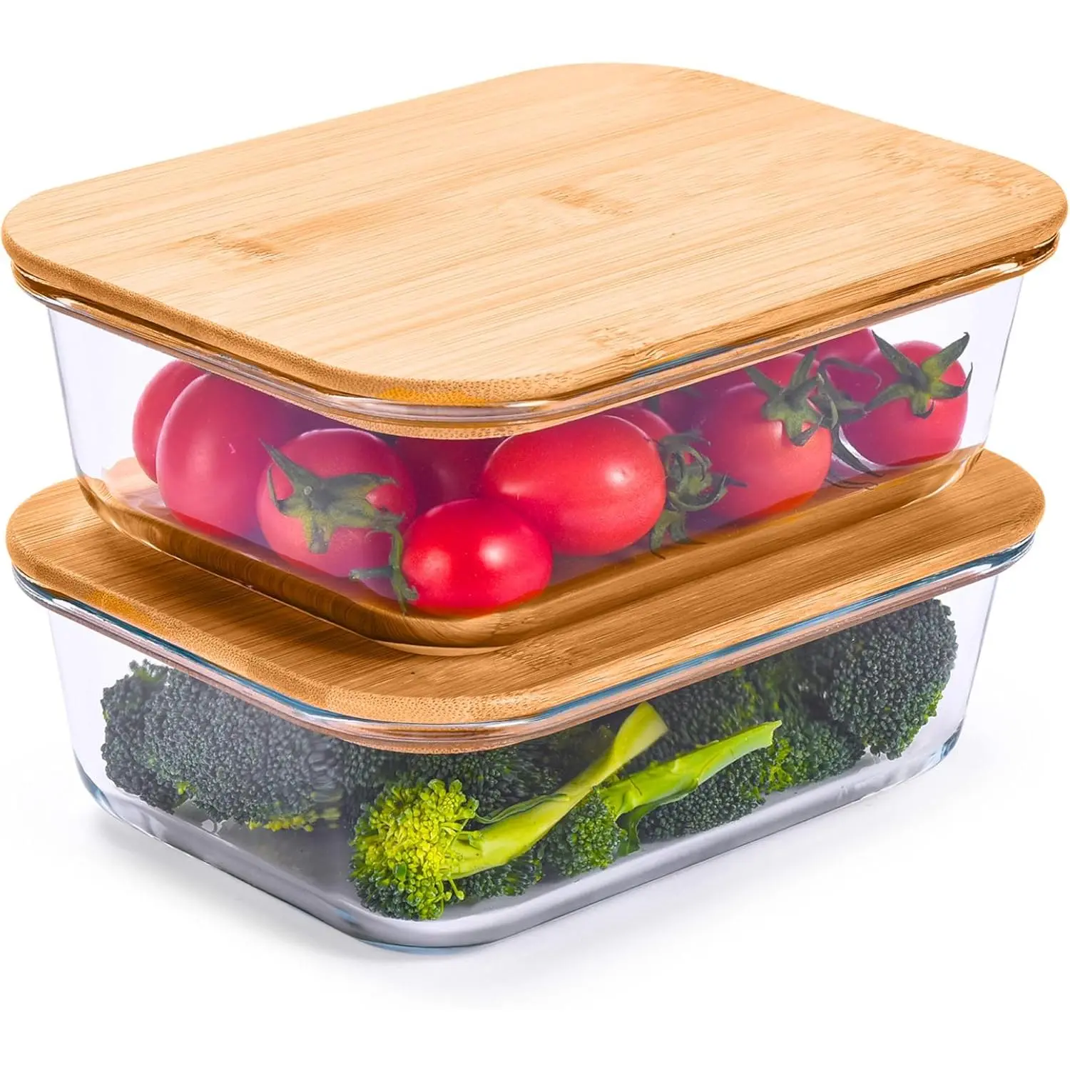 Glass  Storage Containers with   (Pack of 2) - Stackable Meal Prep Container - Airtight Glass  Containers with  -  Lunch Pack - 36 Oz