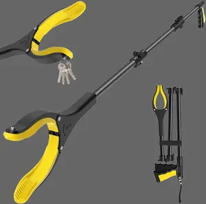 44-Inch Extra Long Foldable Grabber Reacher Tool for Seniors - 360° Rotating Anti-Slip Jaw, 4" Wide Claw Opening, Strong Grip 2 Magnetic Tips, High Places Access, Small Metal Objects Picking, 30-Day Return/Replacement
