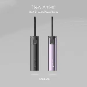 NineCarat 5000mAh Portable Charger with Built-in USB-C Cable - 18.5W Fast Charging Mini Power Bank for iPhone 15 16 17 Pro Max & Android - Cute Travel Battery Pack Gift (Black Friday Deal)