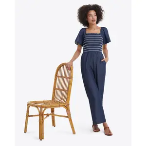 Smocked Chambray Jumpsuit