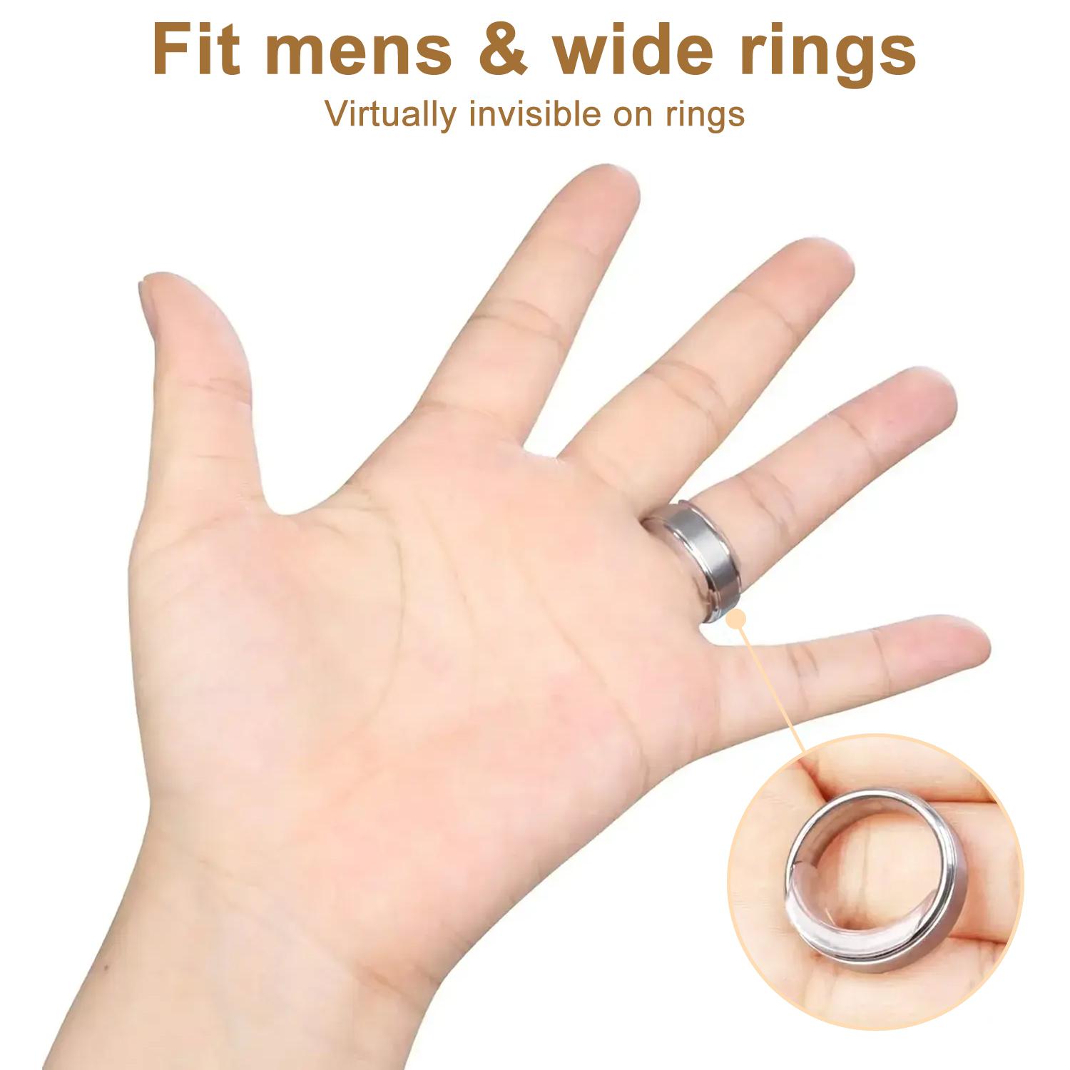SGGUI Ring Sizers for Loose Rings,With Ring Sizer Measuring Tool, 8 Pack Invisible Ring Size Adjuster Silicone, Ring Guards Spacer Tightener Resizer Fitter for Women Men, Make Ring Smaller Without Resizing Thick Band
