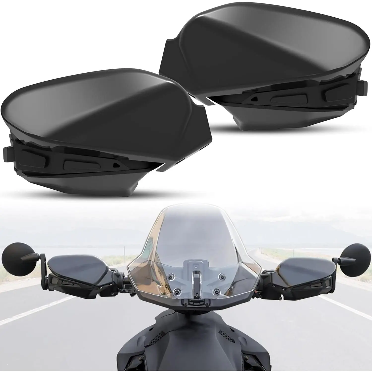 1 Pair High-Density Polyethylene Hand Guards for Can-Am Ryker - High-Quality, Corrosion-Resistant Windproof Black Plastic Wind Deflectors, OEM Replacement #219400894 for 600 900 Sport & Rally Edition All Models with Friction & Impact Resistance, Hand Prot