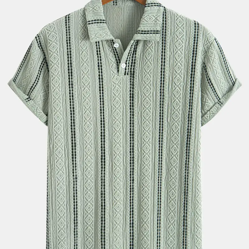 Men's Regular Fit Striped Print Short Sleeve Collared Polo Shirt, Trendy Casual Fashion Comfy Top for Summer, Men's Clothes for Daily Wear, Summer Polo Shirts