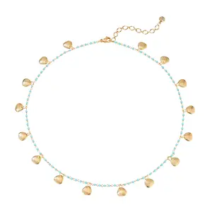 Fettero Golden Laminated Pearl Shell Necklace – Elegant Beachwear & Summer Jewelry Accessory for Women – Trendy Layered Necklace for Vacation, Party, and Everyday Wear