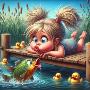 1pcs 5D DIY diamond painting kit, 5D diamond art set, DIY decoration, fish, rubber duck, wooden walkway. Full round diamond DIY, mosaic, diamond art, DIY home decoration, suitable for Halloween and Christmas.