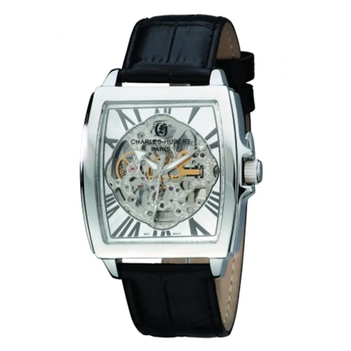 212 MAIN Men's Modern Fashionable Wristwatch - Charles-Hubert Paris Stainless Steel, Skeleton Dial Automatic Watch