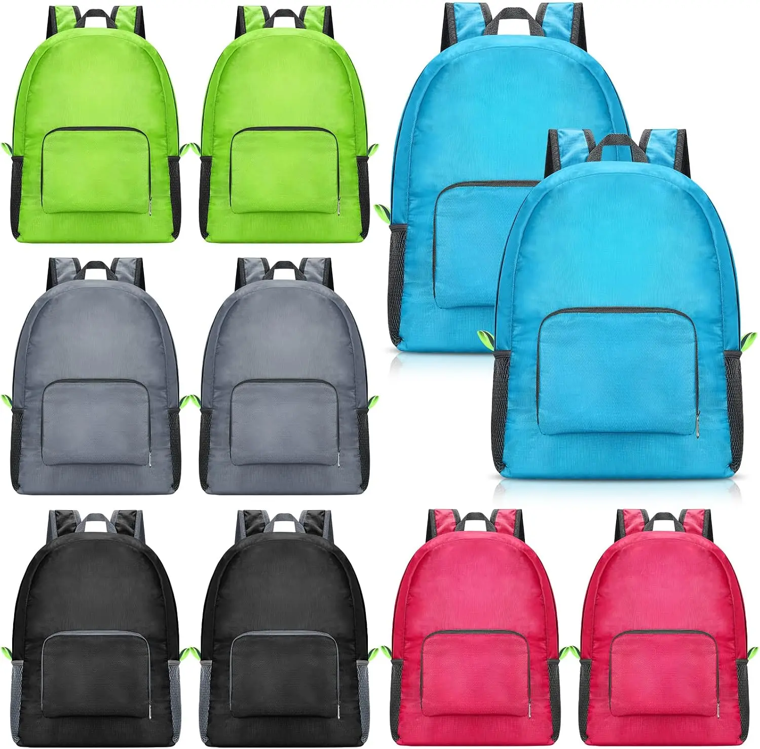 Unisex Foldable Nylon Backpack - Lightweight, Packable, Water-Resistant 16.5x12.9x6.3in Travel & Hiking Functional Daypack
