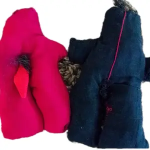 Haitian poupe twal home decor - Pink and Black Fabric with Unique Design Elements Hanging