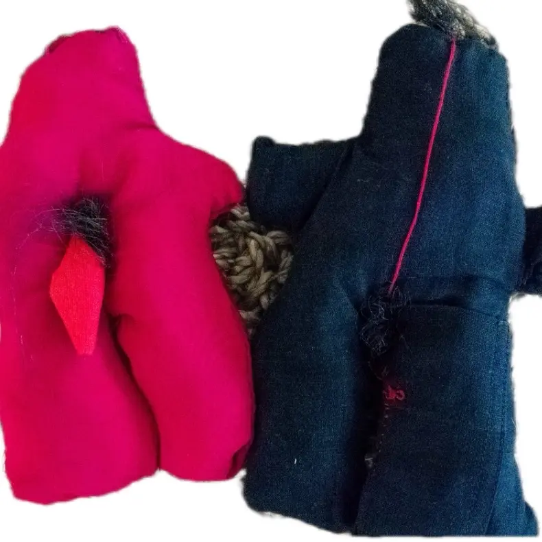 Haitian poupe twal home decor - Pink and Black Fabric with Unique Design Elements Hanging
