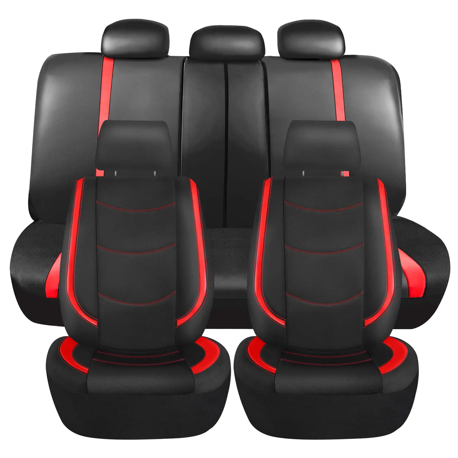 Universal PU Leather Car 5 Seat Covers Full Set Front & Rear Cushion Pad, Breathable Non-Slip Easy Installation High-Quality Seat Covers, Car Seat Protector, Vehicle Accessories - For Mother Father Lover Friend Christmas Valentine Gift