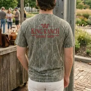 King Ranch Mossy Oak Bottomland Tee, All Over Print Camo Shirt, Hunting Outdoor Apparel For Men Women