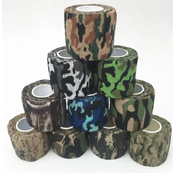Unisex Cotton Self-Adhesive Camouflage Athletic Tape for Sports - 3style Non-Woven Elastic Bandage Wrap, Adults' Fixed-Size Adjustable Sports Wrap Around for Hiking, Outdoor Protection, 2-Year Shelf Life