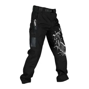 HOMUG Men's Solid Color Tactical Cargo Pants, 230g fabric, multi-pocket design, zipper closure, durable outdoor training pants, available in multiple colors, suitable for fishing, outdoor activities, work, hiking and camping.