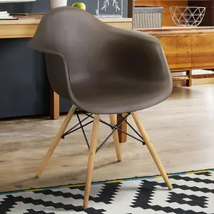 24/7 Shop At Home Duff Mid-Century Modern Wood Flared Arms Bucket Seat Design Dining Chairs with Tapered Legs and Steel Connecting Rods (Set of 2) for Dining Room, Kitchen