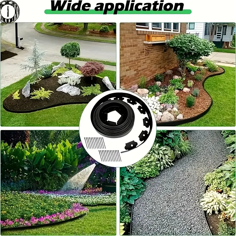 Landscape Edge Kit 33 Ft No Digging Garden Lawn Border 2 Inch High with 30 Nails for Easy Lawn Edge Installation
