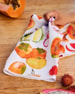 Asian Fruit Waffle Weave Kitchen Towel