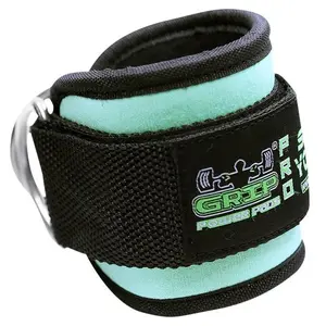 Lime Ankle Straps for Cable Machines Double D-Ring Adjustable Neoprene Premium Cuffs to Enhance Legs, Abs & Glutes For Men & Women