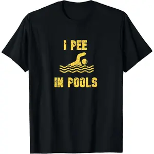 Casual Round Neck Shortsleeve Fashion Cotton Graphic Tees Streetwear I Pee in Pools Stressed Yellow - Pool Gear for Men or Women T-Shirt