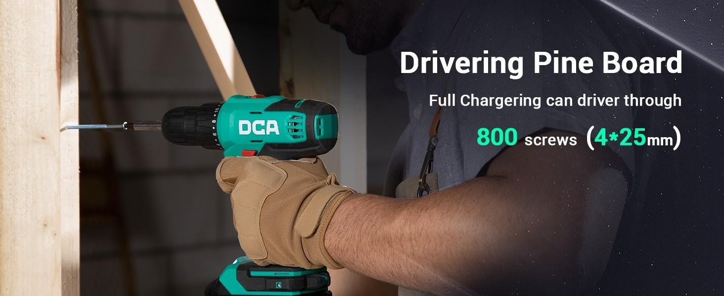 【5-year warranty】DCA 20V Cordless Drill 25-Piece Set, 28 ft・lb Torque, 3/8" Keyless Chuck, 2.0Ah Battery & Charger, 18+1 Clutch Settings, Ideal for Home DIY, Furniture Assembly, Plumbing, Light Drilling & Demolition