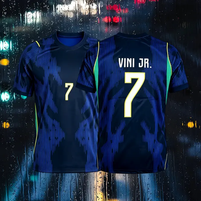 2026 New Home Yellow Away Blue No.10 Neymar Vinicius No.11 Raphinha Short-Sleeved Soccer Jerseys