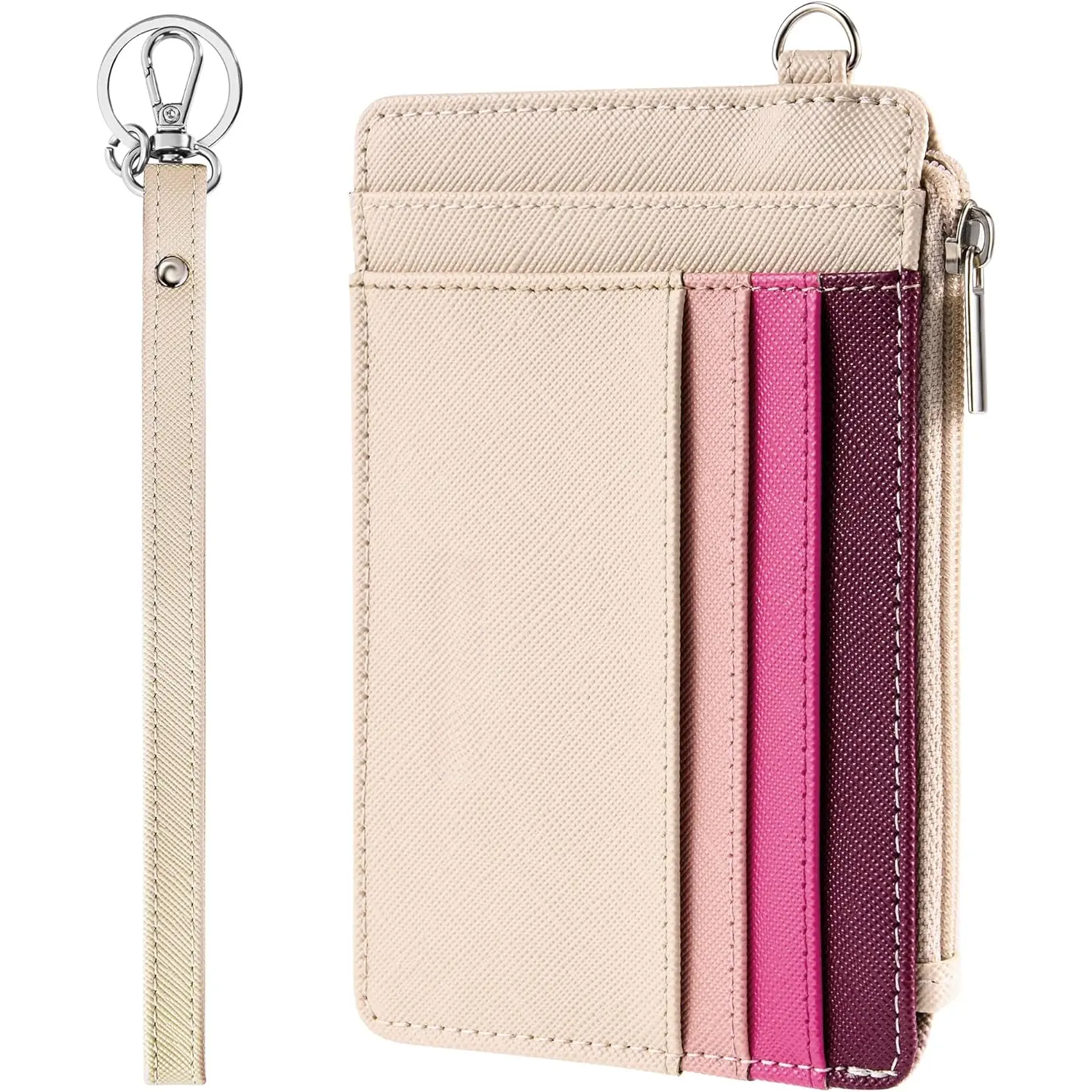Small Wallet for Women Slim Wristlet  Wallets RFID Credit Card Holder With Zipper Pocket, ID Window (Rainbow )