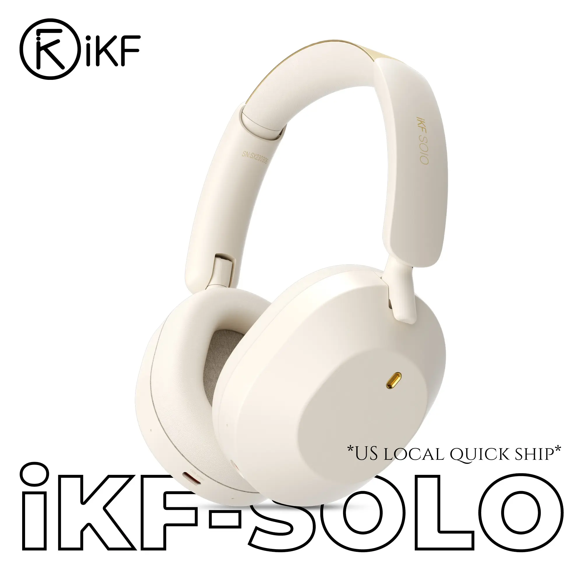 iKF-Solo Active Noise Cancelling Wireless Headphones Bluetooth Hi-Res Audio 0.035s Low Latency 130 Hours Playtime Support Wired Wireless App Control with Microphone call noise cancellation Over-ear headset for iOS Android PC laptop