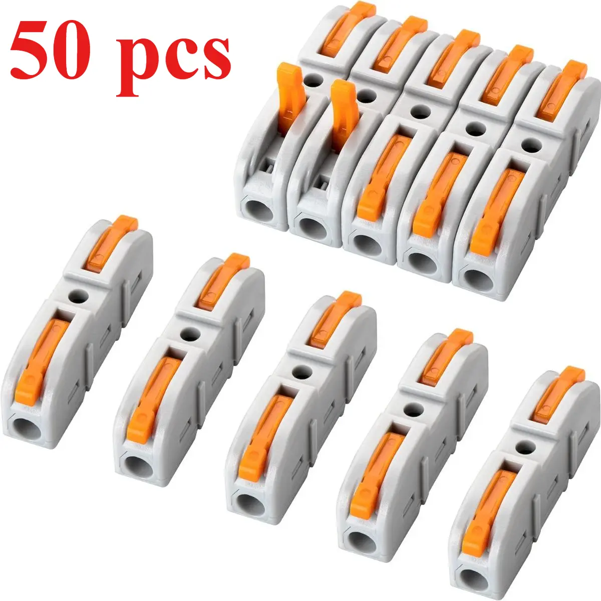 50 Pcs Quick Wire Connectors, 1-Conductor Compact Inline Splicing Connectors for 24-12 AWG Circuits, Textiles & Soft Furnishings Sewing Supplies, Quick Connector