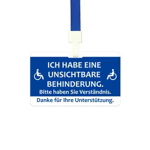 German Disability Awareness Card, Waterproof PVC, 9x5.4cm, Includes Lanyard, Ideal for Mobility Impaired, Travel Convenience