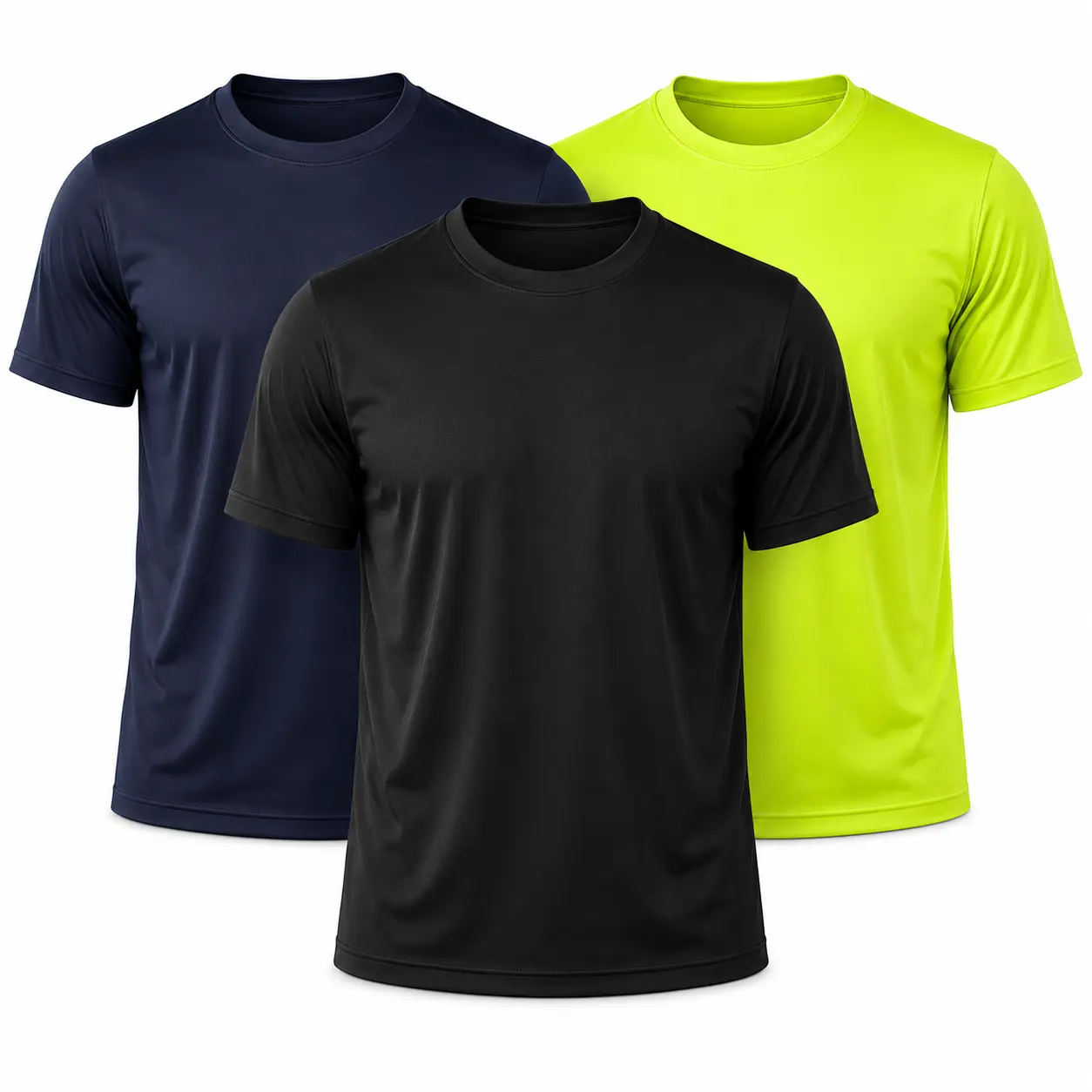 PEAKPRO 3-Pack Men's Short Sleeve Sport Round Neck T-Shirts, Breathable Quick Dry Polyester Athletic Performance Shirts for Running, Gym, Workout, Cycling & Fitness