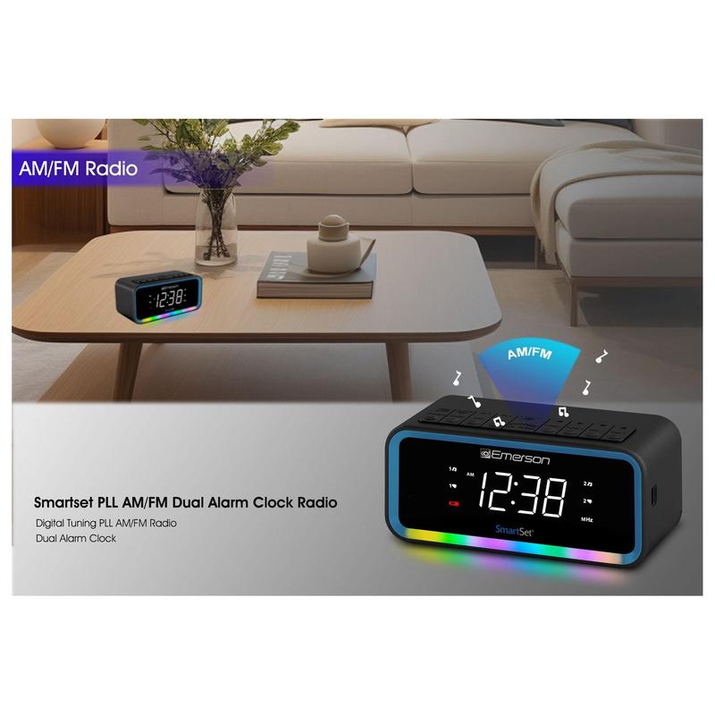 Emerson SmartSet 0.9" LED Dual Alarm Clock Radio w/ AM/FM
