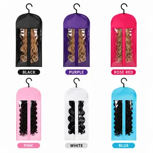 6 Pcs Wig  Storage Bag Set with Matching Hangers, Breathable Dustproof Design Covers in Assorted Colors for Hair Accessories & Wig Tools