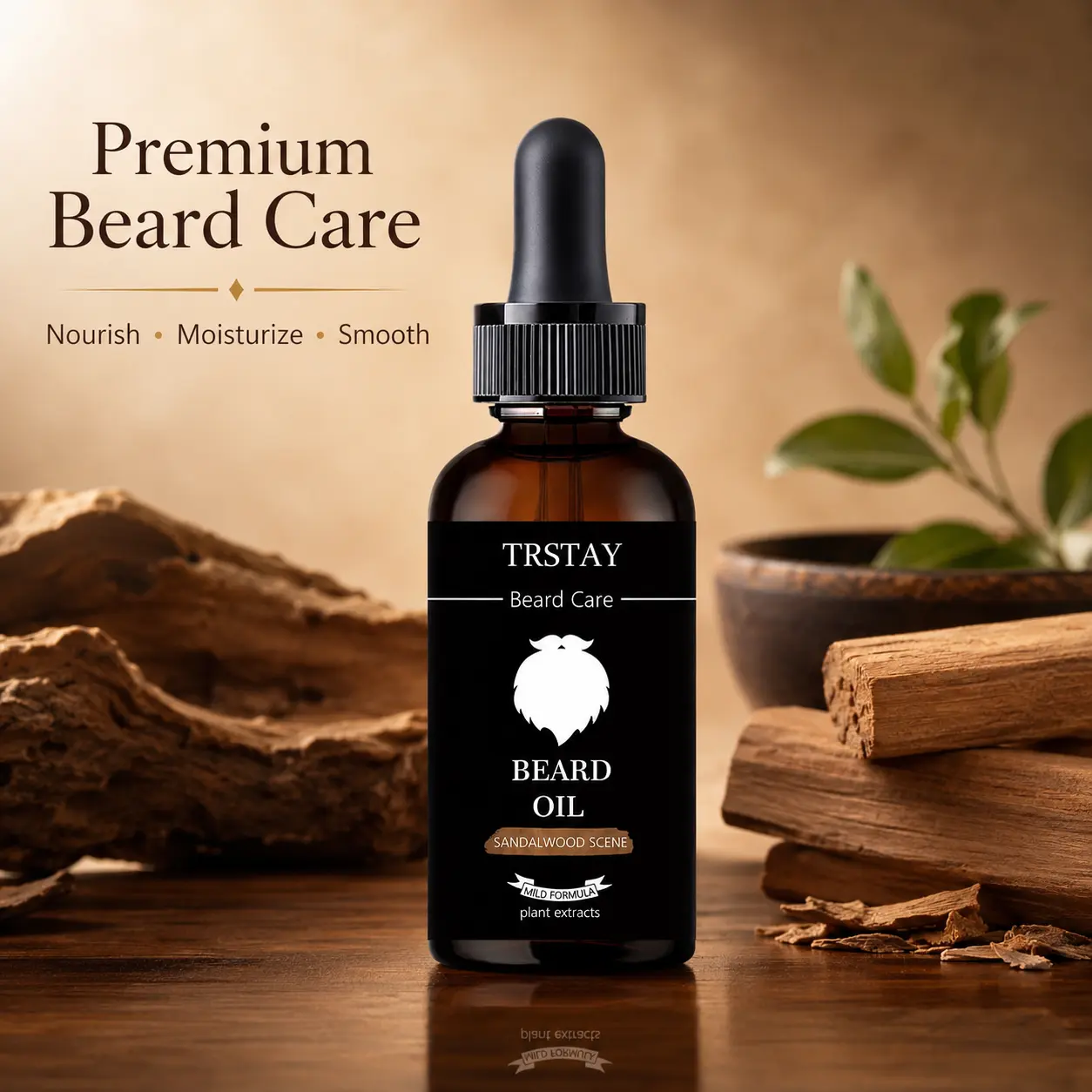 Beard Growth Serum with Hyaluronic Acid, Vitamin C & Purified Water - Lightweight Hair Care to Moisturize & Smooth Coarse Beards for Men, Argan, Daily, Nourishing, Refreshing, Hydrating, Liquid, Hair Growth Products, Flax, Apply Twice
