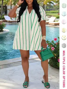 Women's Striped Short Shirt Dress, Comfortable Summer Essential, Casual Vacation Style, Ladies' Leisure Wear, Perfect for Travel, Womenswear