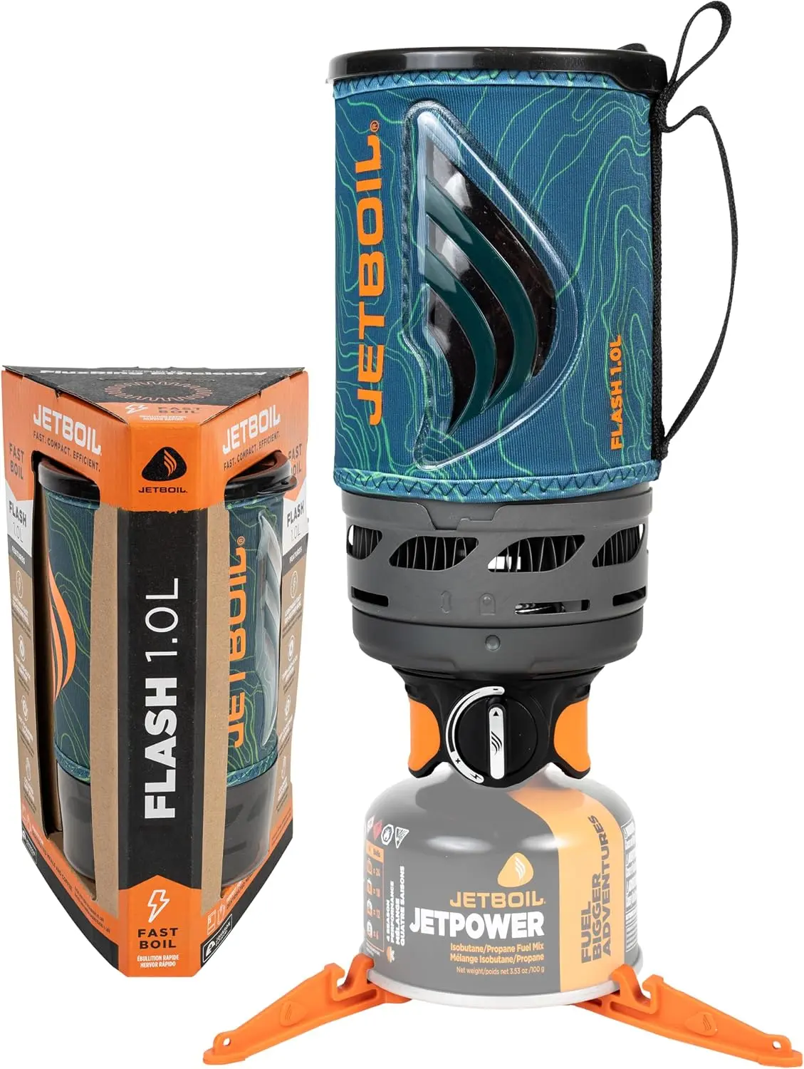 Jetboil Flash Portable Fast Boil Stove for Camping and Backpacking with 1-Step Auto Ignition, Propane/Isobutane Burner with Cooking Cup