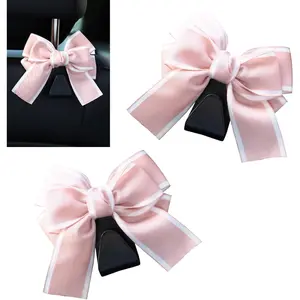 2 count  Seat Headrest Hooks, Elegant Cute Bow Decorative Hanger, Portable  Organizer for Umbrella Wallet Bag Mask, Universal Multi-functional Storage Interior for  ()